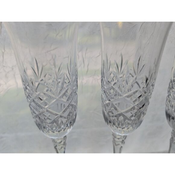 3 Vintage Cut Crystal Champagne Flutes Clear Glass Elegant Stemware 9" Tall - Picture 3 of 8